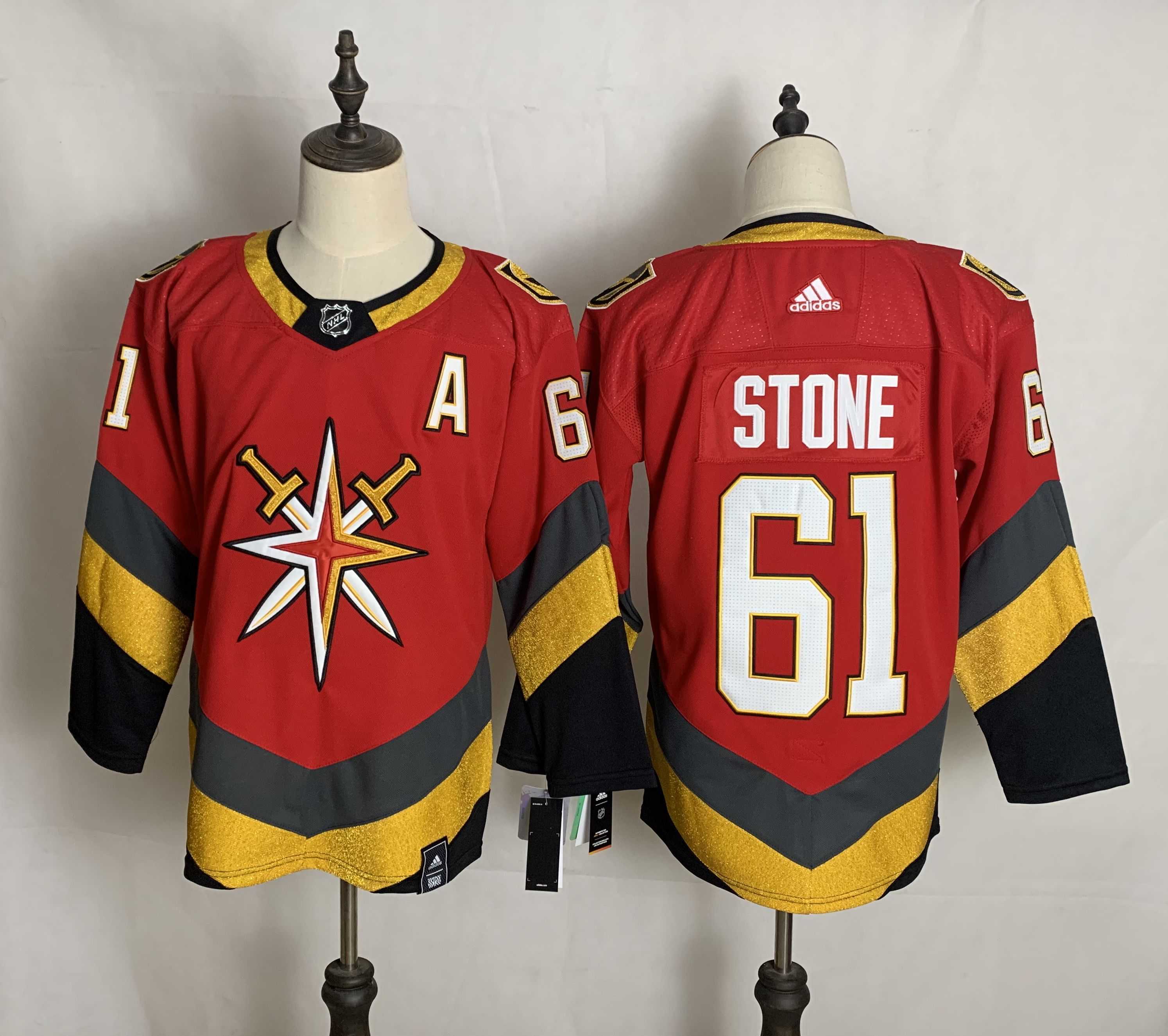 Men Vegas Golden Knights 61 Stone Red Authentic Stitched 2020 Adidias NHL Jersey
